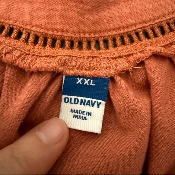 Old Navy Blouse Top Womens Sz XXL Coral Lace Peasant Cottagecore Boho Summer - Picture 6 of 10